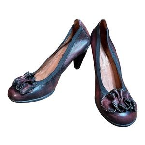 Hispanitas Maroon Flower Heels Size 8.5